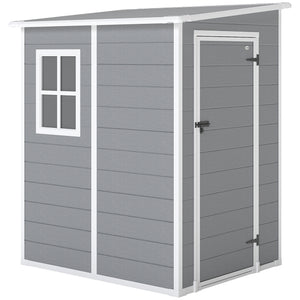 Abri de jardin 1,54 m² cabane de jardin pour outils - porte verrouillable, aération et fenêtre - dim. 122L x 149l x 192/177H cm - aluminium et PP, gris