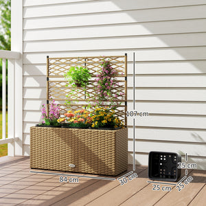 Jardinière pour plantes avec treillis 3 pots bacs à plante jardinière 33L jardin balcon patio terrasse extérieur en résine tressée et acier 84 x 30 x 107 cm sable noir