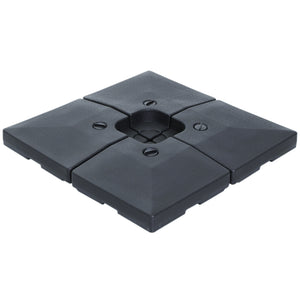 Lot de 4 pied de parasol poids de lestage carré pour parasols déportés dim. par dalle 51L x 51l x 12H cm polyéthylène - A remplir d'eau jusqu'à 80 kg ou de sable jusqu'à 120 kg - noir