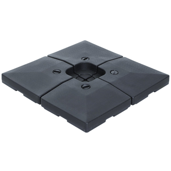 Lot de 4 pied de parasol poids de lestage carré pour parasols déportés dim. par dalle 51L x 51l x 12H cm polyéthylène - A remplir d'eau jusqu'à 80 kg ou de sable jusqu'à 120 kg - noir