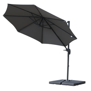 Lot de 4 pied de parasol poids de lestage carré pour parasols déportés dim. par dalle 51L x 51l x 12H cm polyéthylène - A remplir d'eau jusqu'à 80 kg ou de sable jusqu'à 120 kg - noir