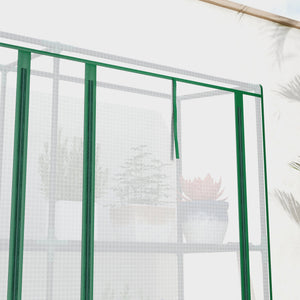 Serre de jardin PE avec étagères 3 niveaux, serre de balcon, bâche renforcée 140 g/m², châssis en acier, 2 portes zippées enroulables pour légumes plantes fleurs 215x46x151cm blanc
