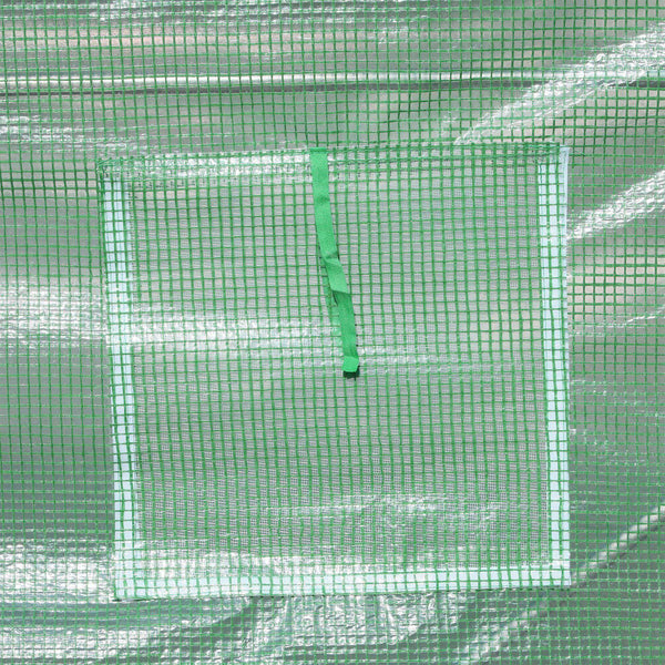 Serre de Jardin Tunnel Surface Sol 10 m² 5L x 2l x 2,05H m châssis Tubulaire renforcé Porte zippée 8 fenêtres enroulables Vert