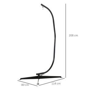 Support de fauteuil suspendu, support chaise suspendue, base en X, cadre en C, boucle à ressort inclus, cadre en métal robuste, charge max.120 kg, 114 x 80 x 208 cm, noir