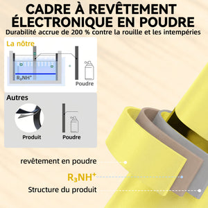 Ensemble Bistrot de Jardin 3 Pièces san Montage - Table et 2 Chaises Pliantes à Lattes en Métal avec Double Protection Antirouille - Mobilier de Balcon et Terrasse Chic, Jaune