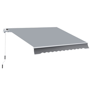 Store banne manuel rétractable 395 x 245 cm store exterieur terrasse avec manivelle, angle réglable 45°-85°, aluminium et polyester 280 g/m², protection UV, auvent de terrasse, gris