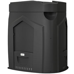 Composteur de jardin, 240L, bac à compost extérieur, triangulaire, 78 x 75 x 78 cm, en polypropylène, avec 3 Portes, 66 Aérations et Fond Ouvert, Inclus Gants et Tournevis, Noir