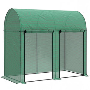 Serre de jardin PE, serre de balcon, bâche renforcée 140 g/m², châssis en acier, 2 portes zippées enroulables, pour légumes plantes fleurs, intérieur et extérieur, 200 x 100 x 178 cm, vert
