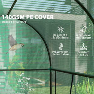 Serre de jardin PE, serre de balcon, bâche renforcée 140 g/m², châssis en acier, 2 portes zippées enroulables, pour légumes plantes fleurs, intérieur et extérieur, 200 x 100 x 178 cm, vert