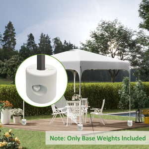 Lot de 4 Pieds de tonnelle pop-up remplis d'eau ou de sable pieds de sol pour pavillon en HDPE avec vis de sécurité, blanc