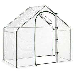Serre de jardin PVC, serre de balcon, bâche renforcée, châssis en acier, porte zippée enroulable, pour légumes plantes, intérieur et extérieur, 180 x 100 x 168 cm, transparent vert