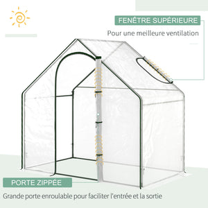 Serre de jardin PVC, serre de balcon, bâche renforcée, châssis en acier, porte zippée enroulable, pour légumes plantes, intérieur et extérieur, 180 x 100 x 168 cm, transparent vert