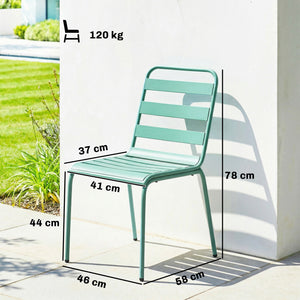 Lot de 2 Chaises de Jardin, Chaises Empilables en Métal pour Salle à Manger Extérieure, Mobilier d'Extérieur pour Jardin, Balcon, Vert