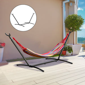 Support Pied de hamac Structure Robuste métal époxy Noir Hauteur réglable 6 Niveaux dim. 2,80L x 1,17l x 1,10H m