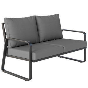Canapé de Jardin 2 Places avec Coussins Épais, Housses Amovibles et Accoudoirs Modernes, Salon de Jardin Capacité 240 kg, Canapé d'Extérieur pour Balcon, Gris Clair