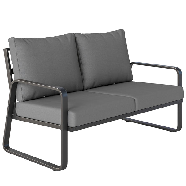 Canapé de Jardin 2 Places avec Coussins Épais, Housses Amovibles et Accoudoirs Modernes, Salon de Jardin Capacité 240 kg, Canapé d'Extérieur pour Balcon, Gris Clair
