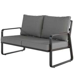 Canapé de Jardin 2 Places avec Coussins Épais, Housses Amovibles et Accoudoirs Modernes, Salon de Jardin Capacité 240 kg, Canapé d'Extérieur pour Balcon, Gris Clair
