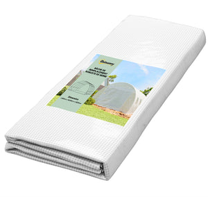 Bâche de Rechange Serre Tunnel 12 m², bâche 4 x 3 x 2 m PE Anti-UV imperméable 8 fenêtres + Porte Enroulable zippée Blanc
