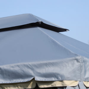 Tonnelle de jardin extérieur 4 x 3 m barnum double toit tente de réception avec parois et moustiquaires gris