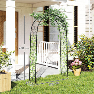Arche de Jardin Arche à rosiers Style Fer forgé dim. 125L x 37l x 230H cm acier époxy Noir pour plantes grimpantes