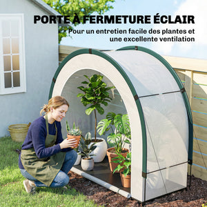 Serre de Jardin Pliable et Portable, Petite Serre de Balcon en Bâche PE et Porte Zippée, pour Légumes Plantes Fleurs, 200 x 80 x 164 cm, Vert