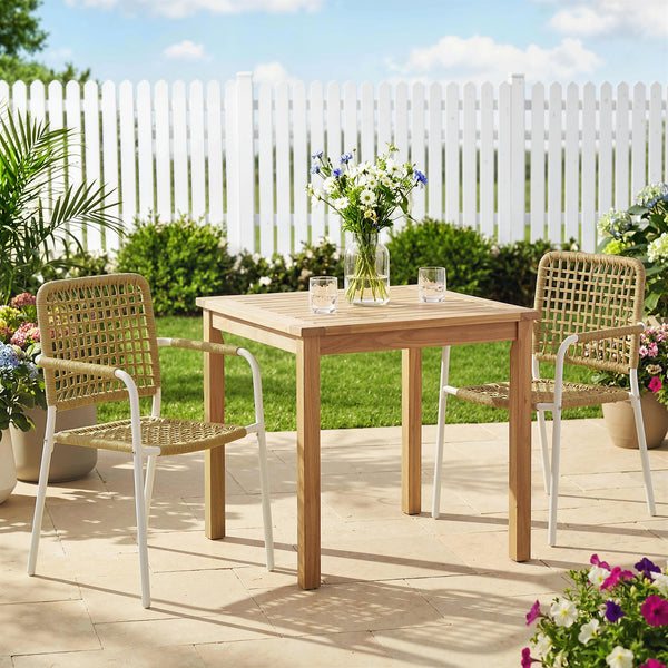 Lot de 2 Chaises de Jardin en Résine Tressée, Chaise de Salle à Manger Empilables avec Accoudoirs et Dossier, Fauteuil de Jardin Exterieur pour Balcon Terrasse Patio, Jaune