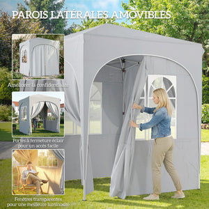 Tonnelle de jardin 2 x 2 m pop up tente pliante réglable en hauteur protection UV50+ tonnelle pliante avec 4 parois latérales sac de transport montage facile gris clair
