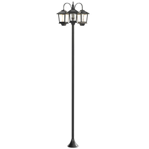 Lampadaire extérieur sur pied à 3 têtes, lampadaire solaire extérieur, éclairage LED, capteur automatique crépuscule à l'aube, IP44, hauteur 188 cm, pour jardin, cour ou allée, noir