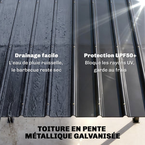 Abri pour Barbecue Tonnelle de Jardin avec Toit en Métal Galvanisé, 271 x 182 x 229 cm, Idéal pour Jardin, Terrasse et Patio, Noir