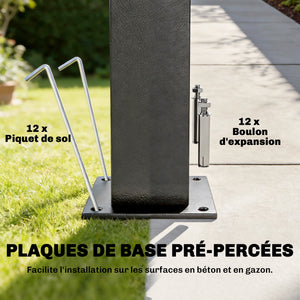 Abri pour Barbecue Tonnelle de Jardin avec Toit en Métal Galvanisé, 271 x 182 x 229 cm, Idéal pour Jardin, Terrasse et Patio, Noir