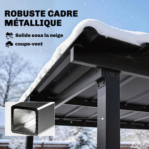Abri pour Barbecue Tonnelle de Jardin avec Toit en Métal Galvanisé, 271 x 182 x 229 cm, Idéal pour Jardin, Terrasse et Patio, Noir