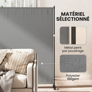Panneau brise-vue paravent extérieur sur roulettes, brise vue jardin, opaque, autoportant, pour le jardin, terrasse, balcon, 183 x 30 x 181 cm, gris