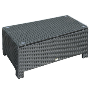 Table Basse de Jardin Plateau Verre trempé 5 mm rotin tressé 85 x 50 x 39cm Max. 50 kg Noir