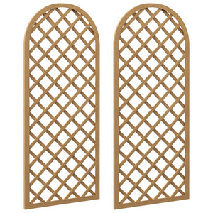 Lot de 2 treillis en bois pour le jardin - panneau arc pour plantes grimpantes - dim. un panneau : 60L x 150H cm