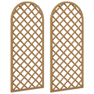 Lot de 2 treillis en bois pour le jardin - panneau arc pour plantes grimpantes - dim. un panneau : 60L x 150H cm