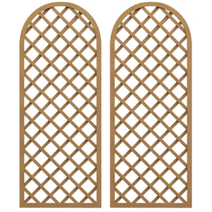 Lot de 2 treillis en bois pour le jardin - panneau arc pour plantes grimpantes - dim. un panneau : 60L x 150H cm
