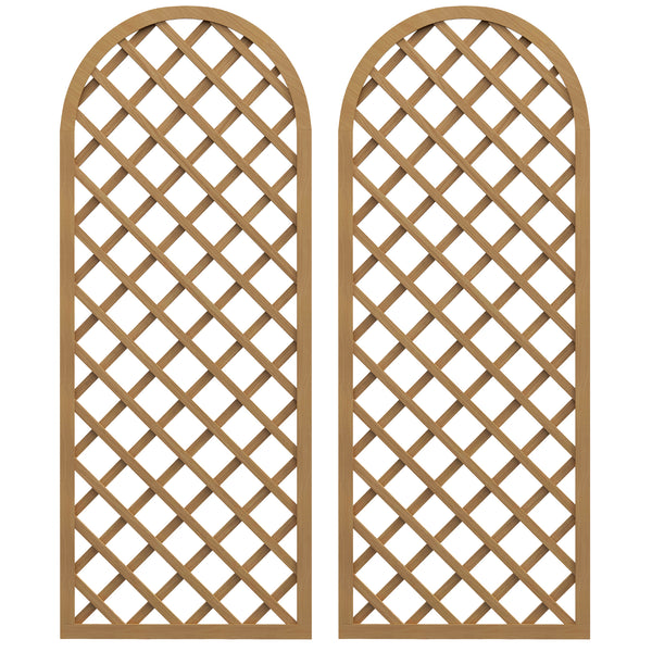 Lot de 2 treillis en bois pour le jardin - panneau arc pour plantes grimpantes - dim. un panneau : 60L x 150H cm