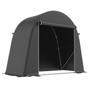 Abri de jardin tente de stockage étanche abri moto porte enroulable fermeture éclair, garage pour vélo et outils rangement et stockage pour vélo moto bois outils, 245x120x200cm gris foncé