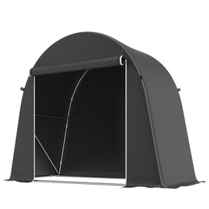 Abri de jardin tente de stockage étanche abri moto porte enroulable fermeture éclair, garage pour vélo et outils rangement et stockage pour vélo moto bois outils, 245x120x200cm gris foncé