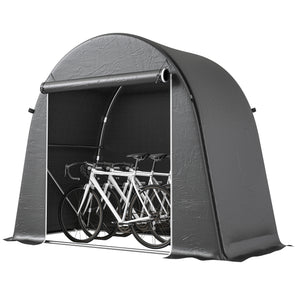 Abri de jardin tente de stockage étanche abri moto porte enroulable fermeture éclair, garage pour vélo et outils rangement et stockage pour vélo moto bois outils, 245x120x200cm gris foncé