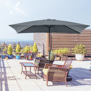 Parasol de jardin Parasol droit inclinable rectangulaire aluminium polyester haute densité 3 x 2 m gris foncé