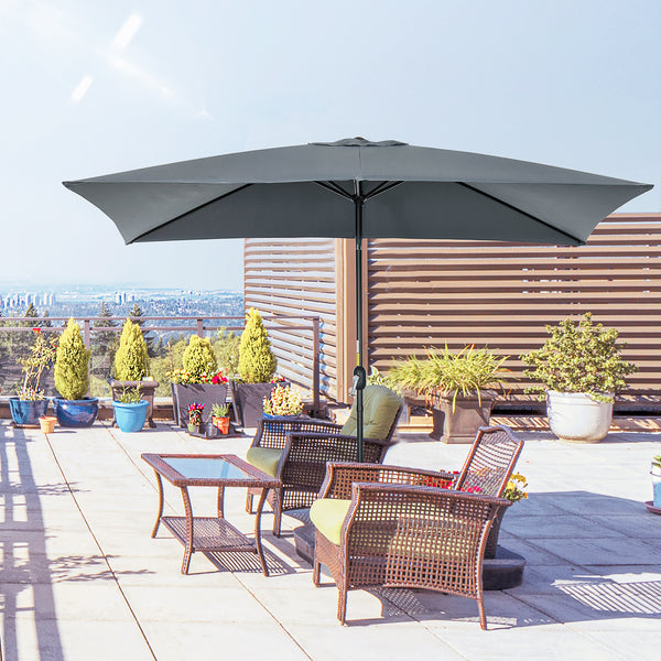 Parasol de jardin Parasol droit inclinable rectangulaire aluminium polyester haute densité 3 x 2 m gris foncé