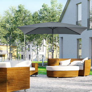 Parasol de jardin Parasol droit inclinable rectangulaire aluminium polyester haute densité 3 x 2 m gris foncé