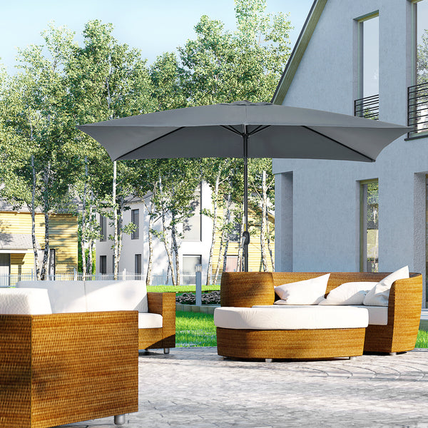 Parasol de jardin Parasol droit inclinable rectangulaire aluminium polyester haute densité 3 x 2 m gris foncé