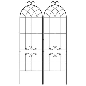 Lot de 2 treillis de jardin, support pour plantes grimpantes en métal, 50L x 181H cm, noir
