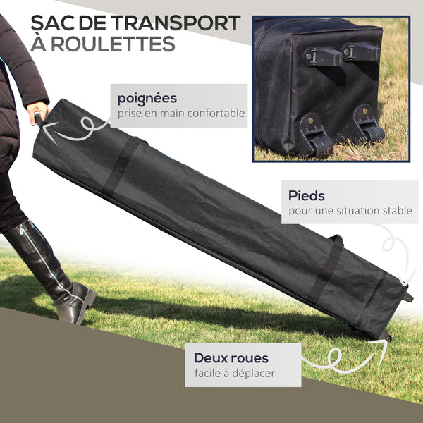 Tonnelle de jardin extérieur barnum de jardin pop-up tente pliant 4 x 4 m double toit protection UV 50+ 4 moustiquaires, 4 sacs de sable, 1 sac de transport tissu Oxford métal gris