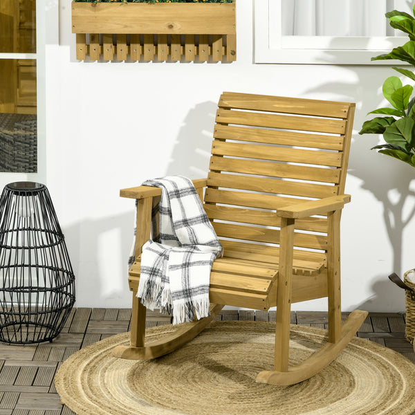 Fauteuil à bascule rocking chair d'extérieur jardin en bois massif - 64 x 86 x 85 cm marron
