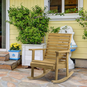 Fauteuil à bascule rocking chair d'extérieur jardin en bois massif - 64 x 86 x 85 cm marron