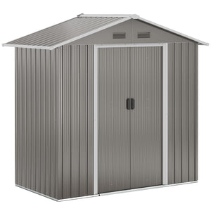 Abri de jardin en métal 1,8 m², cabane de jardin à outils en métal, 194 x 110 x 184 cm, grand espace de rangement extérieur avec portes coulissantes et 4 aérations, gris
