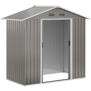 Abri de jardin en métal 1,8 m², cabane de jardin à outils en métal, 194 x 110 x 184 cm, grand espace de rangement extérieur avec portes coulissantes et 4 aérations, gris